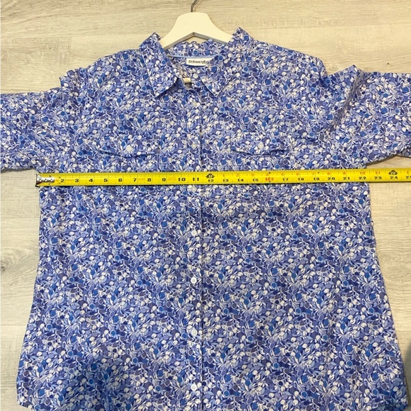 Vintage St. John’s Bay Cottagecore Blue Floral Print 3/4 Sleeve Collared Blouse - Picture 11 of 16